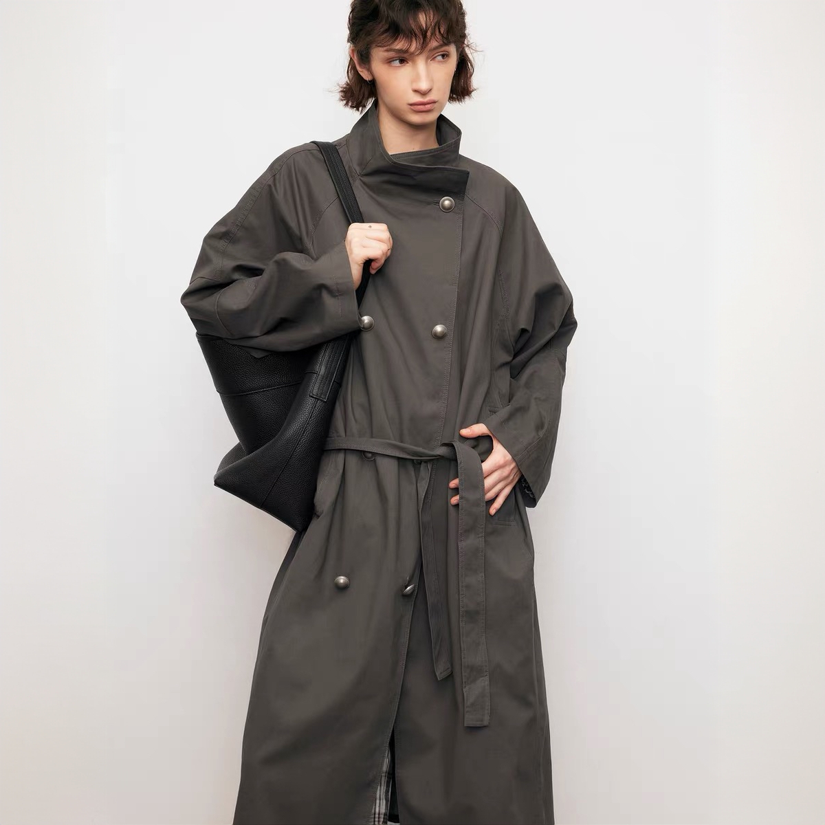 【包上恩同款】Dpercent 精硫棉立领双排扣廓型长款短款风衣外套