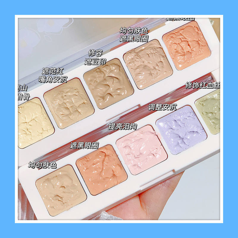 xixi无暇美肤五色遮瑕膏盘遮盖痘痘斑点黑眼圈泪沟长效防水控油持