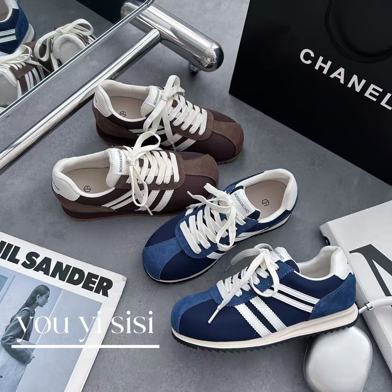 有意思思女鞋“米兰阿甘”透气系带女鞋运动时尚ins潮流百搭鞋子