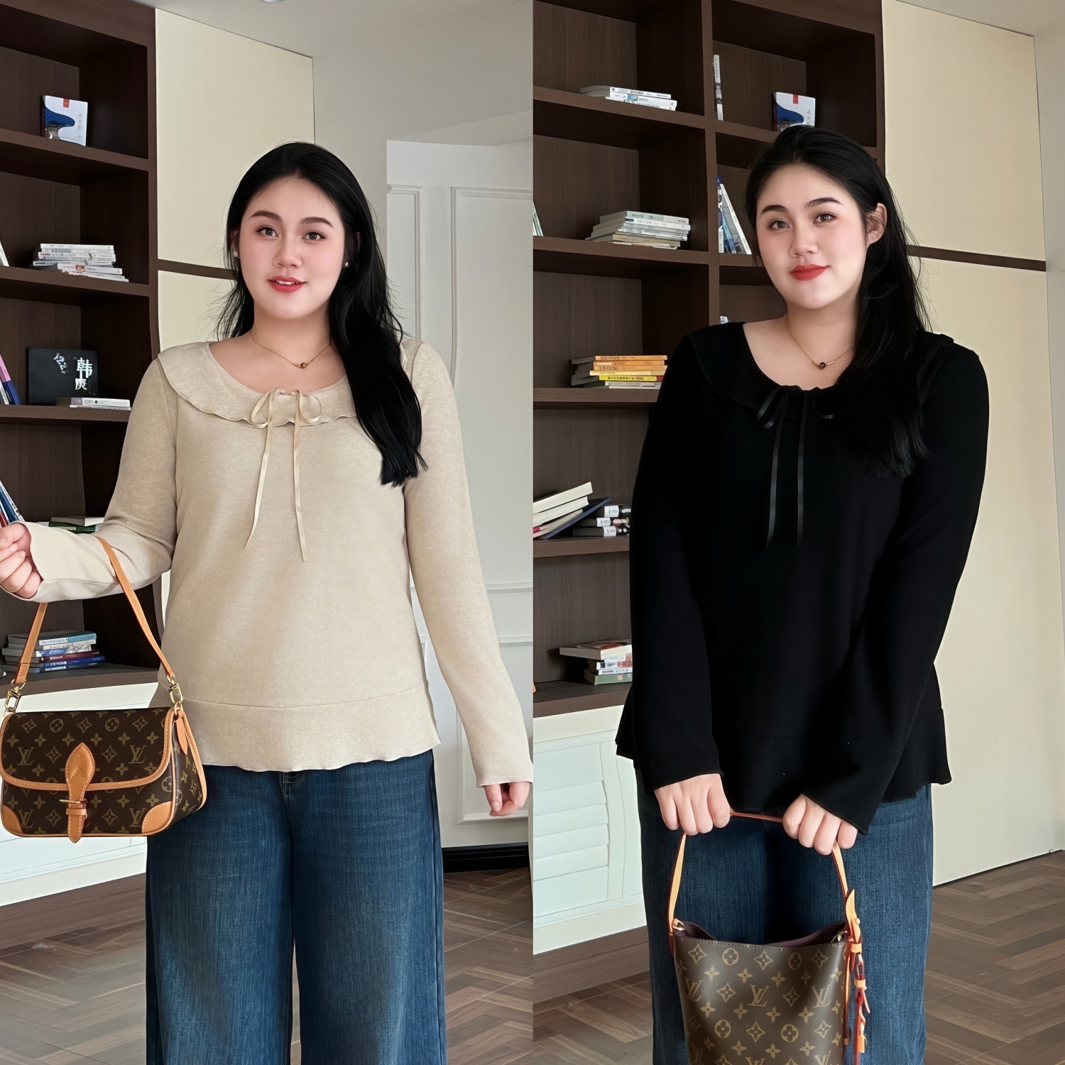 花契“济州雾桃”大码女装冬季显瘦200斤胖mm甜美荷叶边T恤16356-F