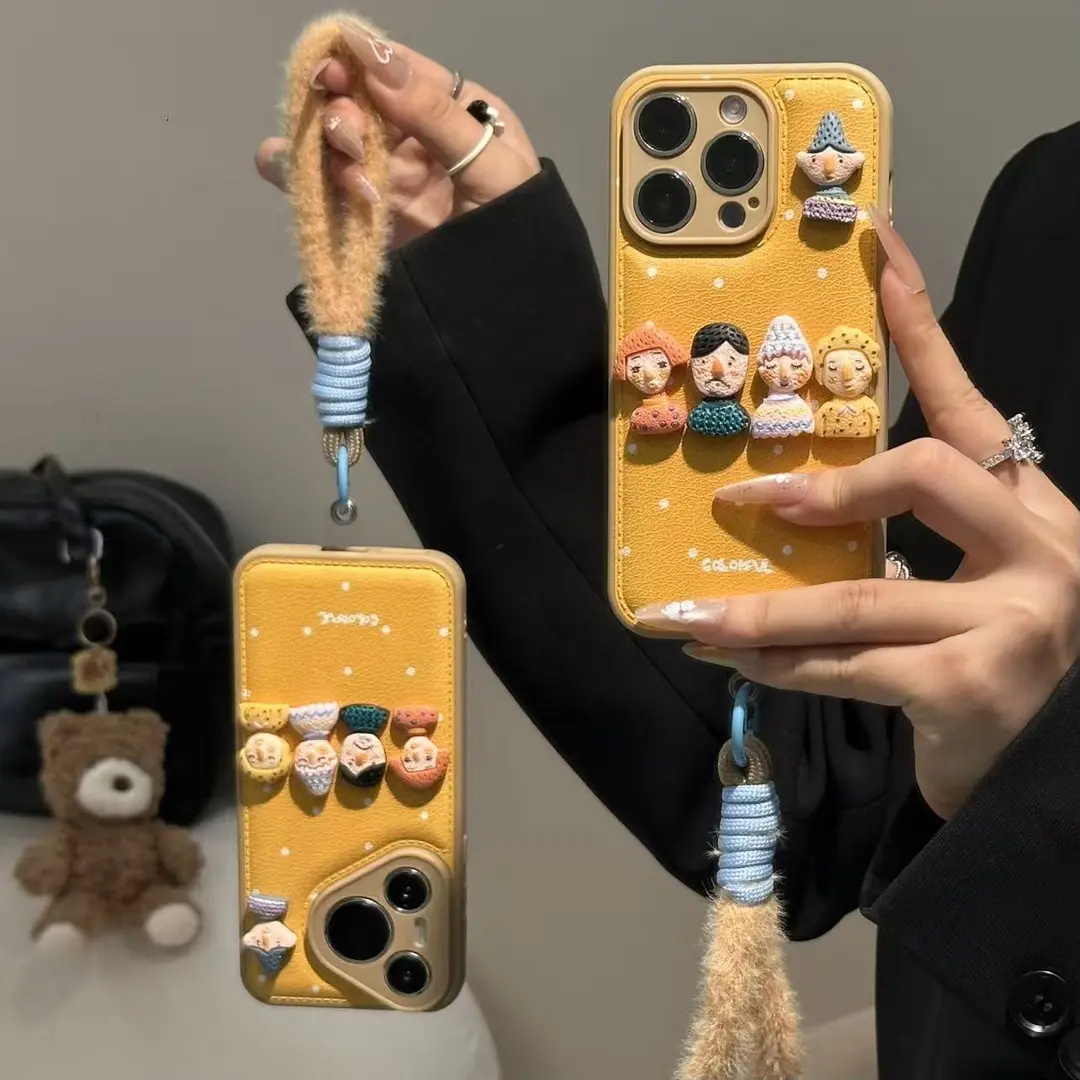 立体小人偶适用于苹果17手机壳挂绳手提红米K80荣耀400华为pura70