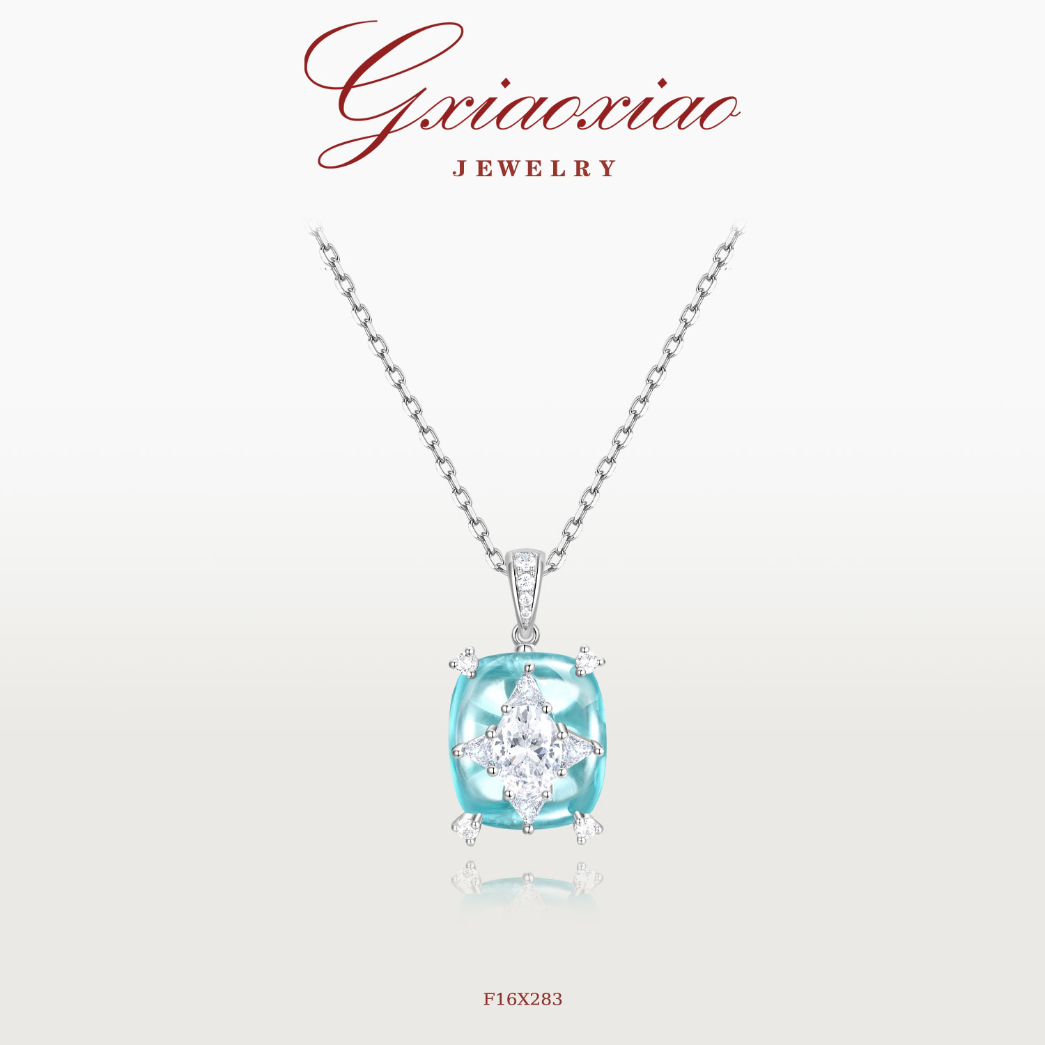 G XIAOXIAO 925银【薄荷星空方糖】气质高级感方糖项链 F16X283