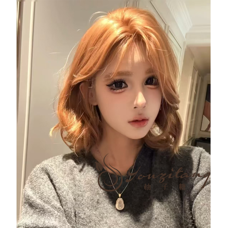 小福贵-可爱假发女小额蕾丝短卷假发中分日常全头