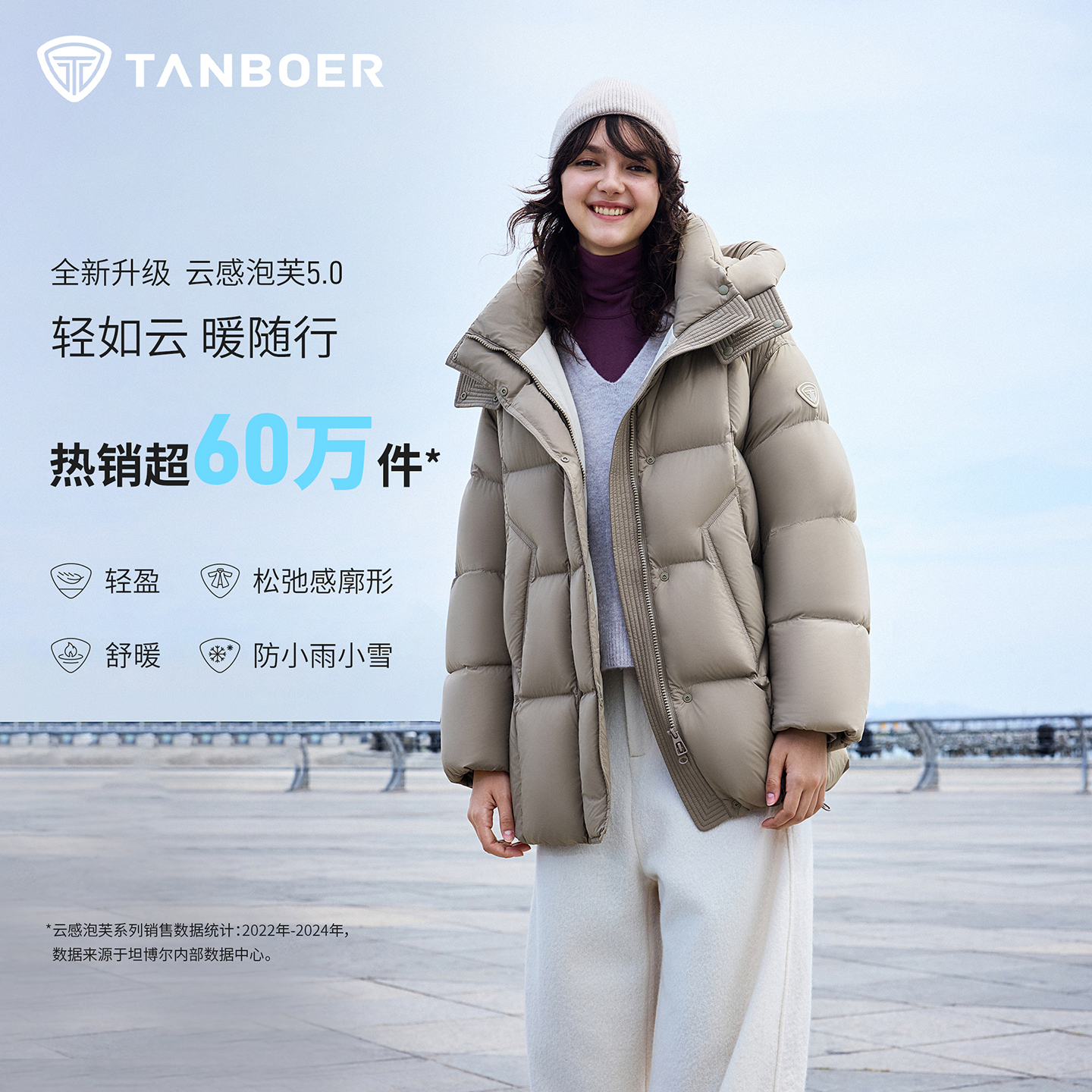 坦博尔冬季韩系女款短款羽绒服休闲松弛慵懒舒适保暖TB5530512Z