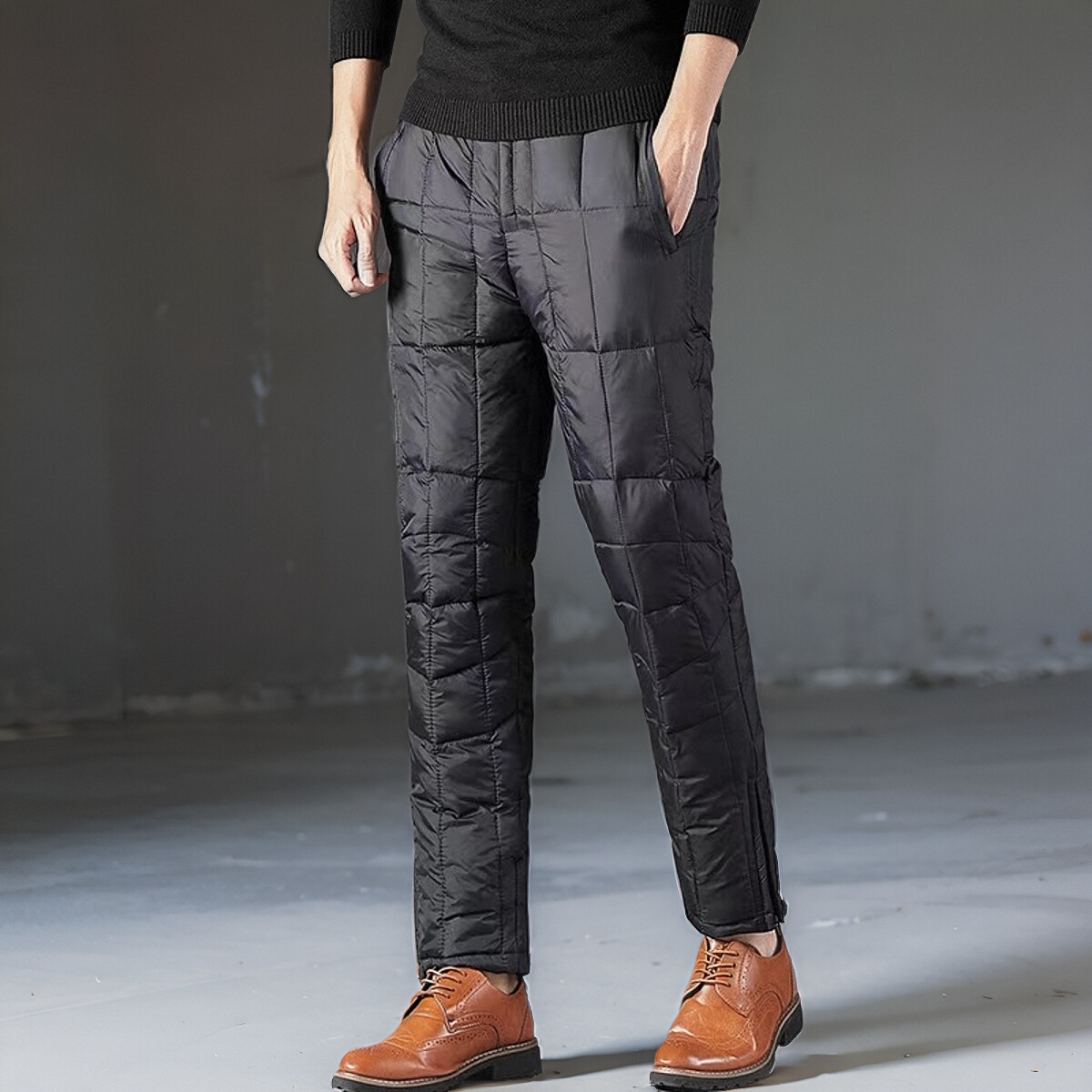 中老年男款羽绒裤外穿高腰加厚大码男士爸爸款冬季内胆白鸭绒裤