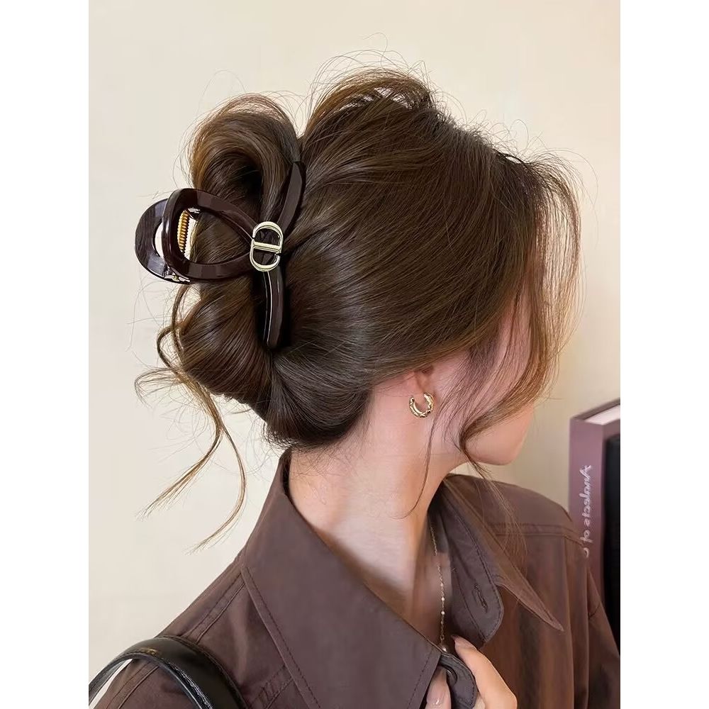 复古字母抓夹女2025新款高级感鲨鱼夹发夹后脑勺盘发夹子发饰发夹