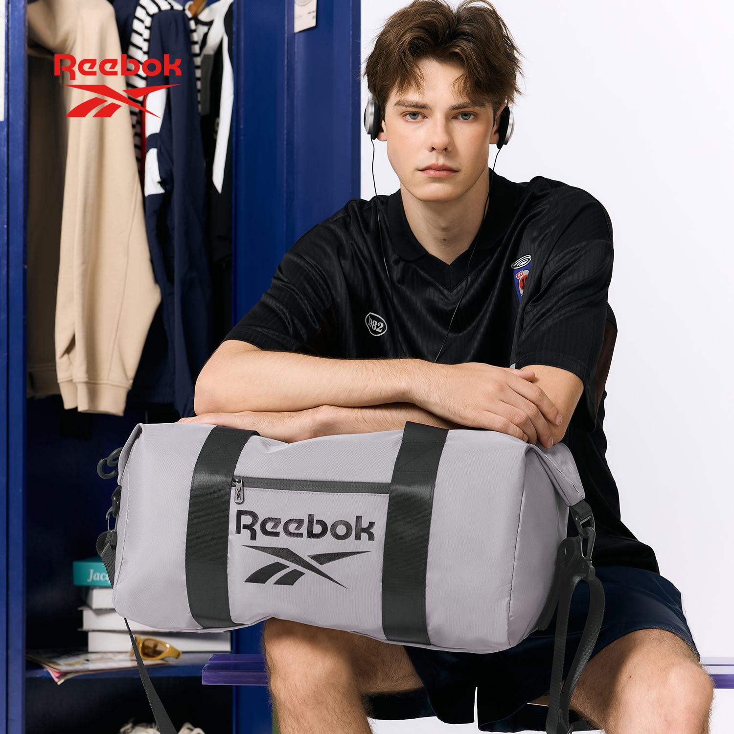 Reebok锐步大容量出差旅行袋男女单肩斜挎包运动训练健身包手提袋