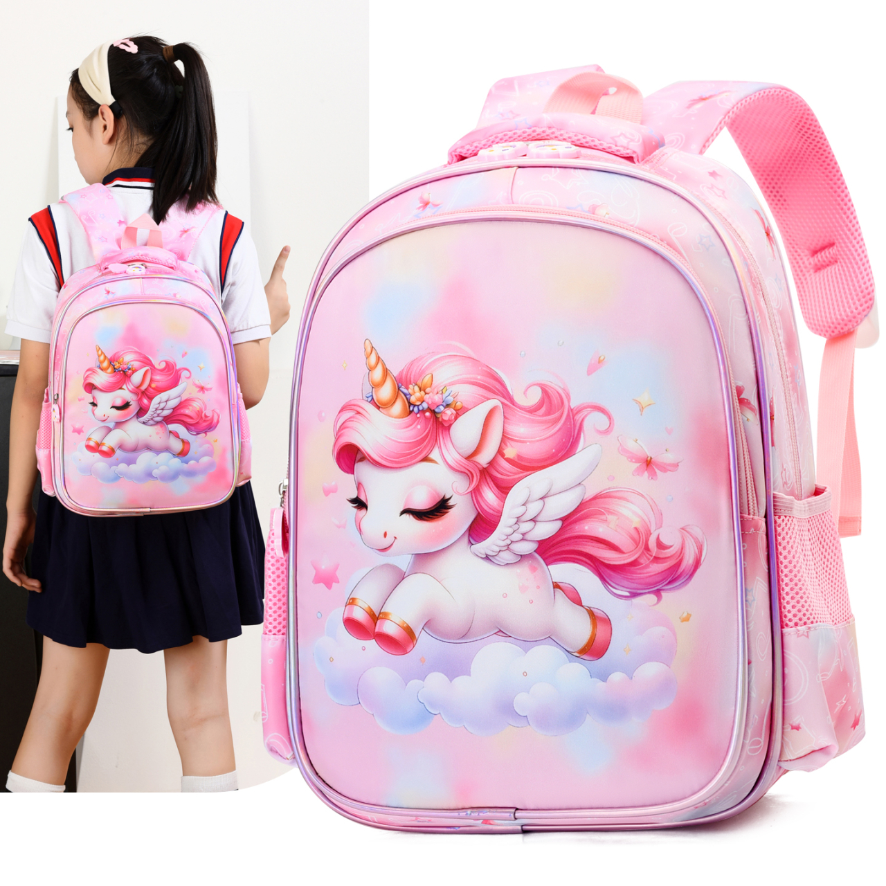 独角兽女宝幼儿园书包3-6岁高颜值卡通可爱轻便新款儿童双肩背包5