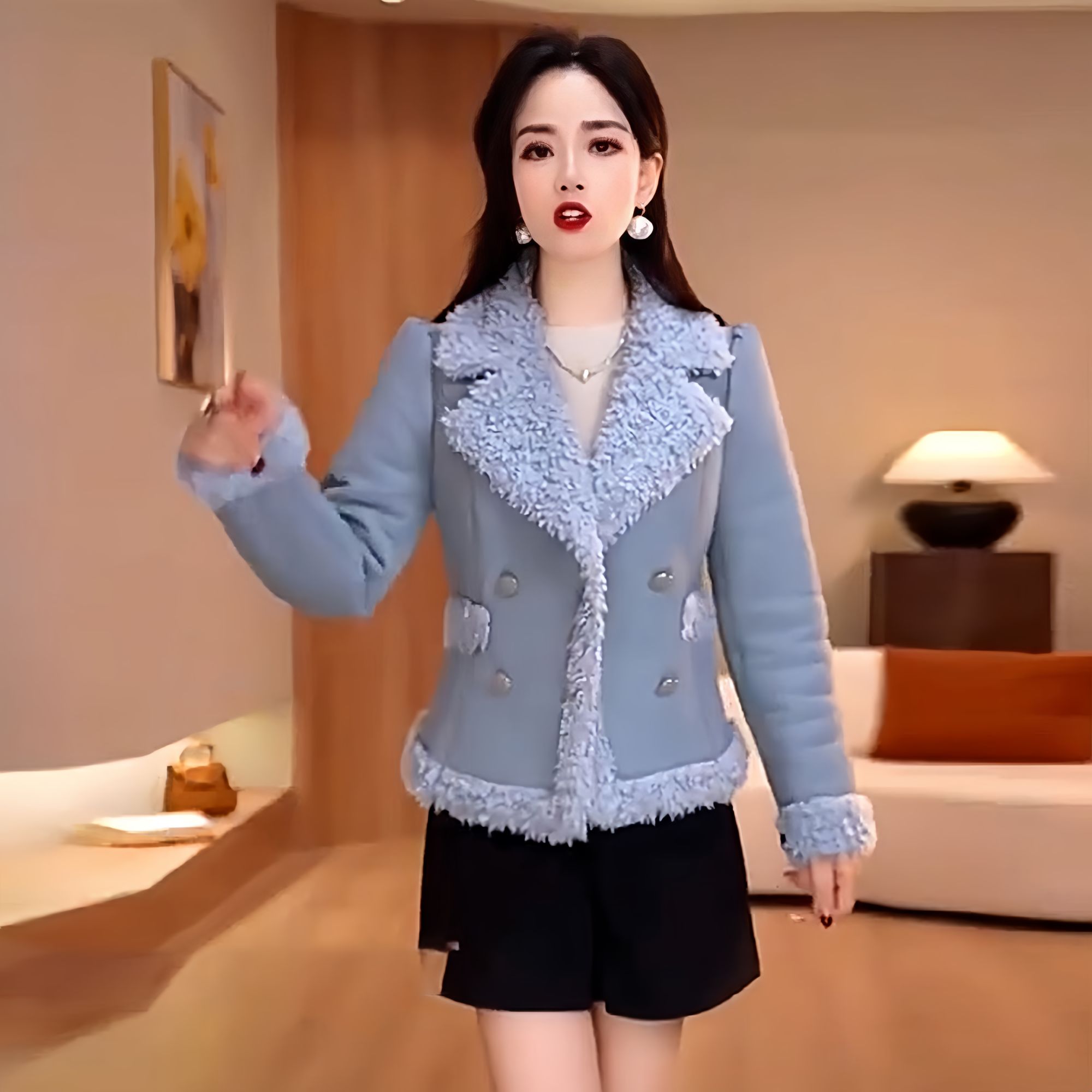 小香风时尚短款毛呢外套女2025年冬季新款妈妈装洋气减龄保暖上衣