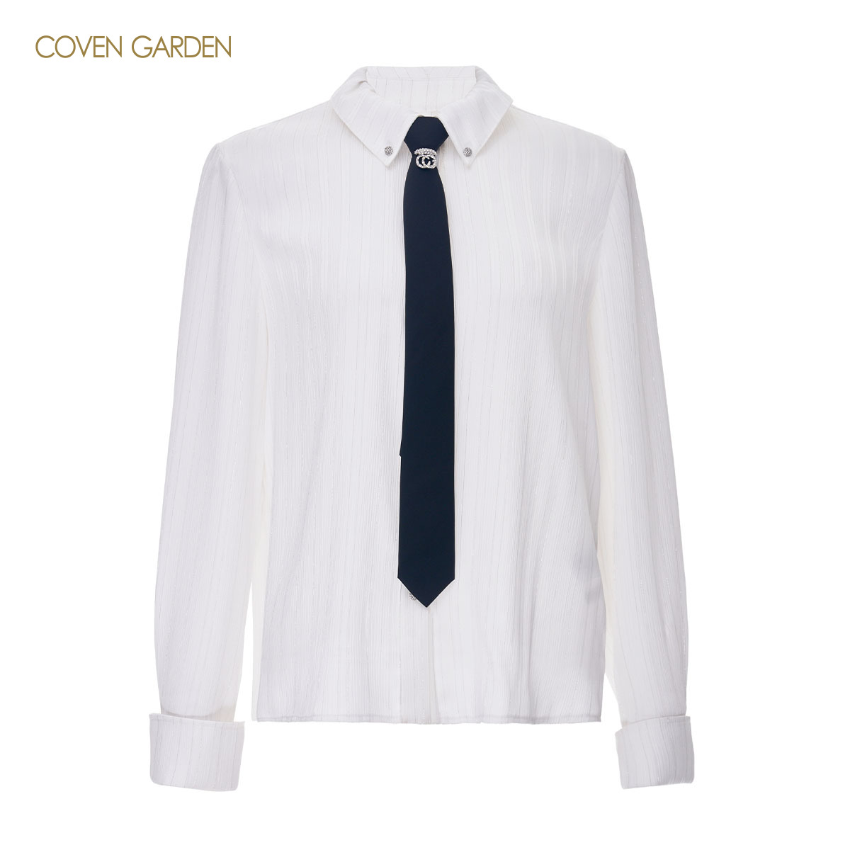 【哥文花园】银丝雪纺白色长袖衬衫CSA3017110