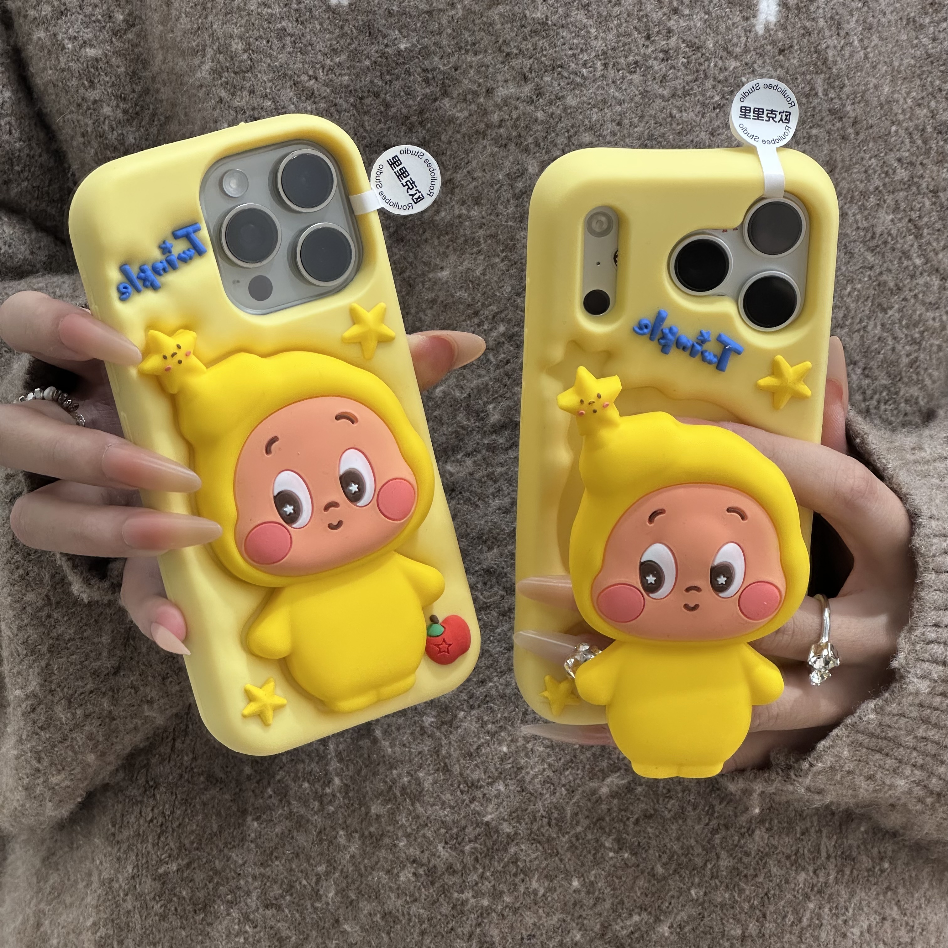 欧克里里星星人公仔支架适用苹果16/17promax手机壳15/14硅胶13女