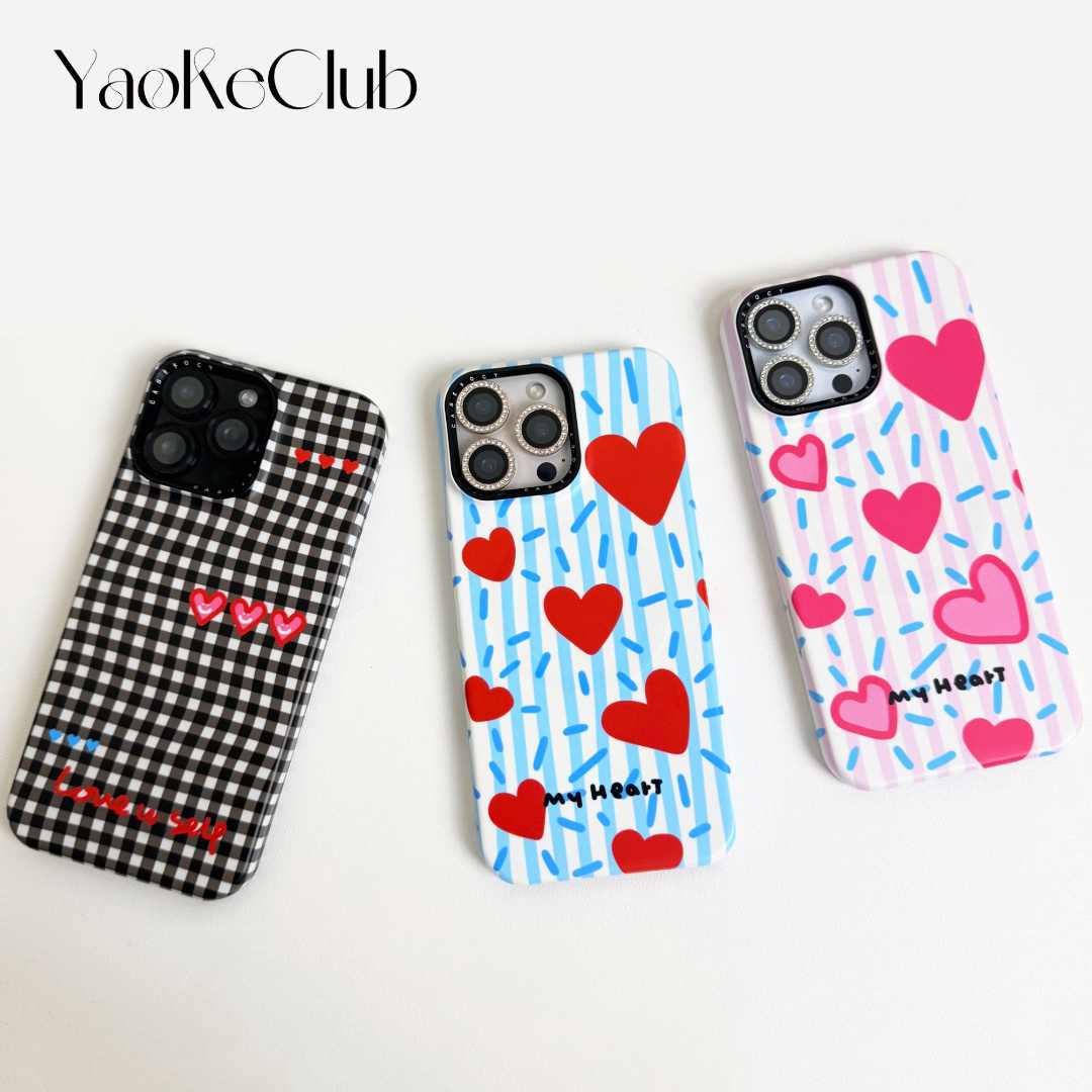 爱心条纹女款磁吸菲林硬壳适用苹果17promax/16/17手机壳新款防摔