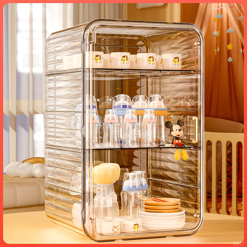 奶瓶收纳箱盒宝宝餐具置物架防尘家用水杯防尘架子婴儿辅食收纳柜