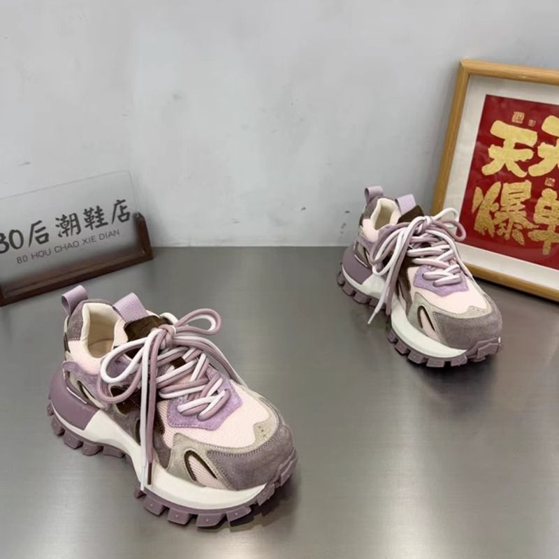 穿高跟鞋的吴大叔【清仓】】韩版百搭网面拼色休闲鞋阿甘女鞋2025春
