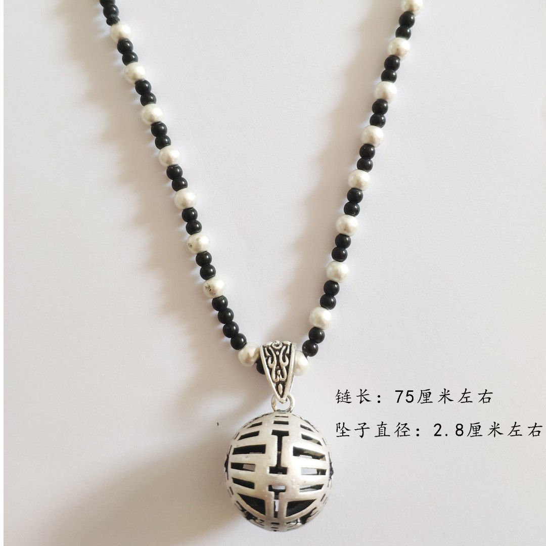 晶珀丽HY33圆球双喜项链热卖爆款民族风长款毛衣链吊坠服装挂件潮