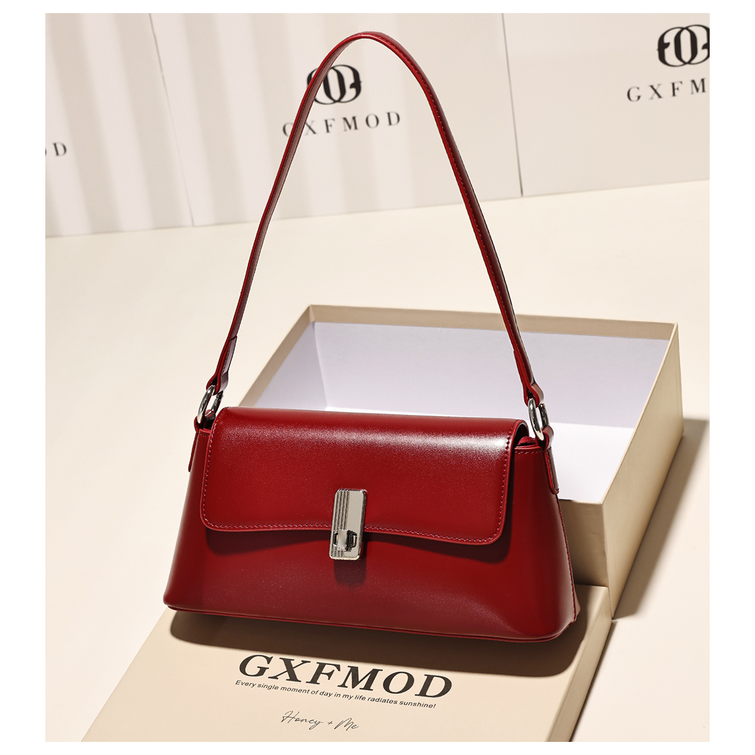 GXFMOD高级感小众复古真皮腋下包2025新款女士时尚百搭单肩斜挎包