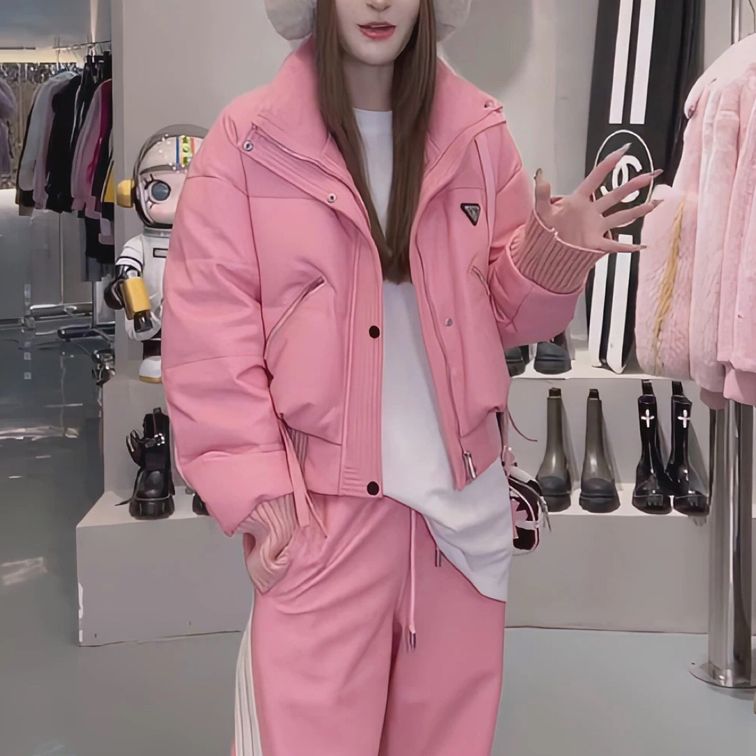 米欧严选 轻职风立领常规款冬季皮衣潮流女装短款时尚韩版外套女