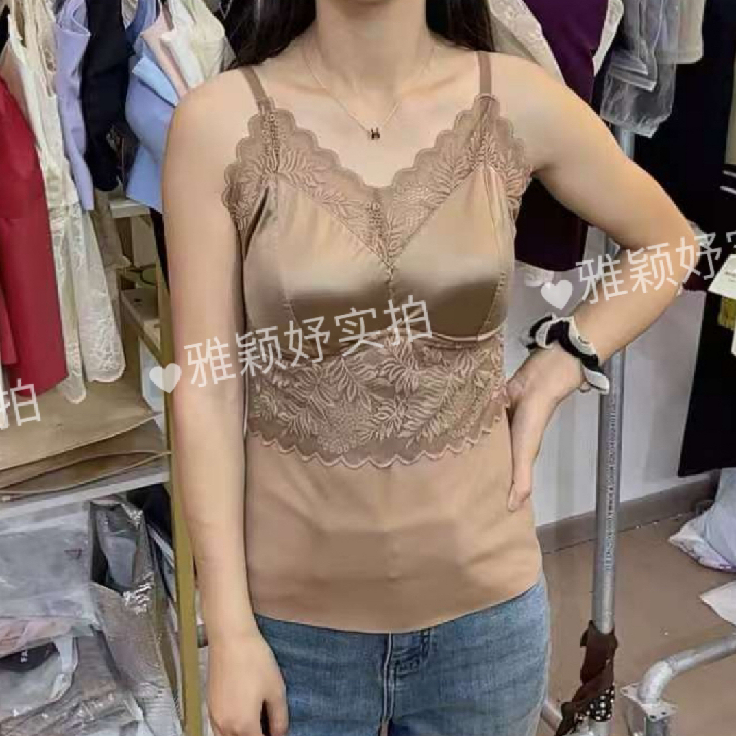 【琥珀流光】秋季性感蕾丝一片式吊带背心内搭美背打底带胸垫