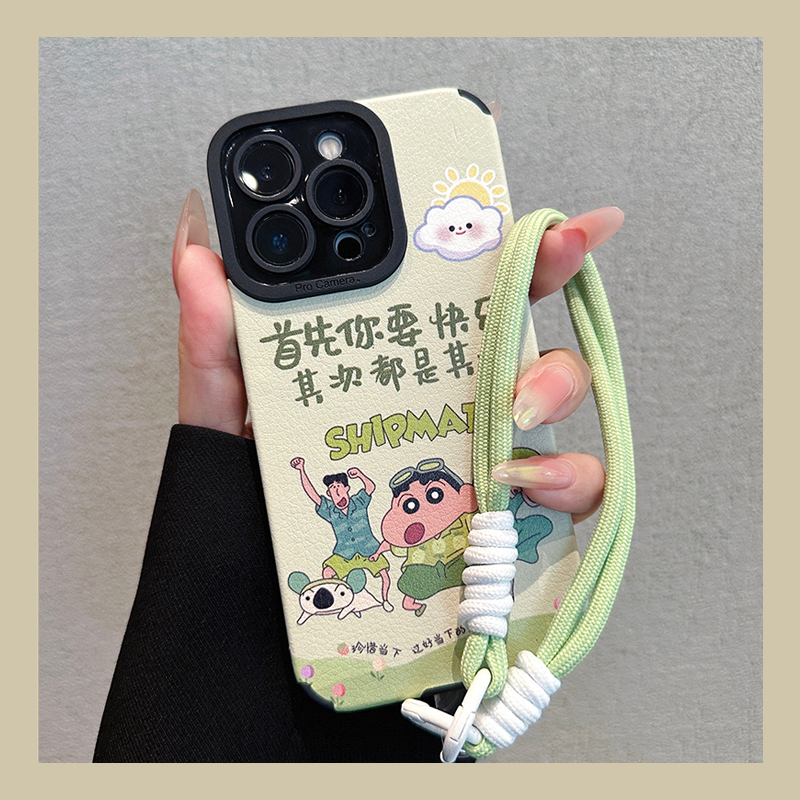 适用于苹果16华为/oppo/vivo快乐小新手机壳可爱卡通创意小羊皮