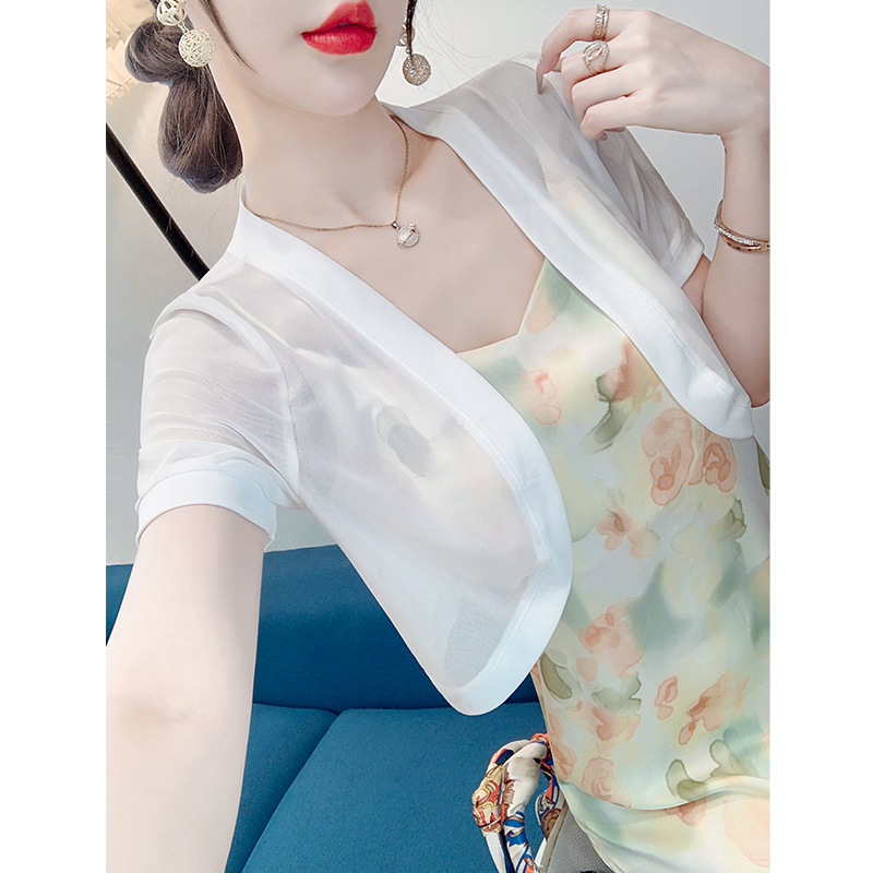 2025夏季薄款外套女新款小开衫配吊带裙子的外搭罩衫短袖坎肩披肩