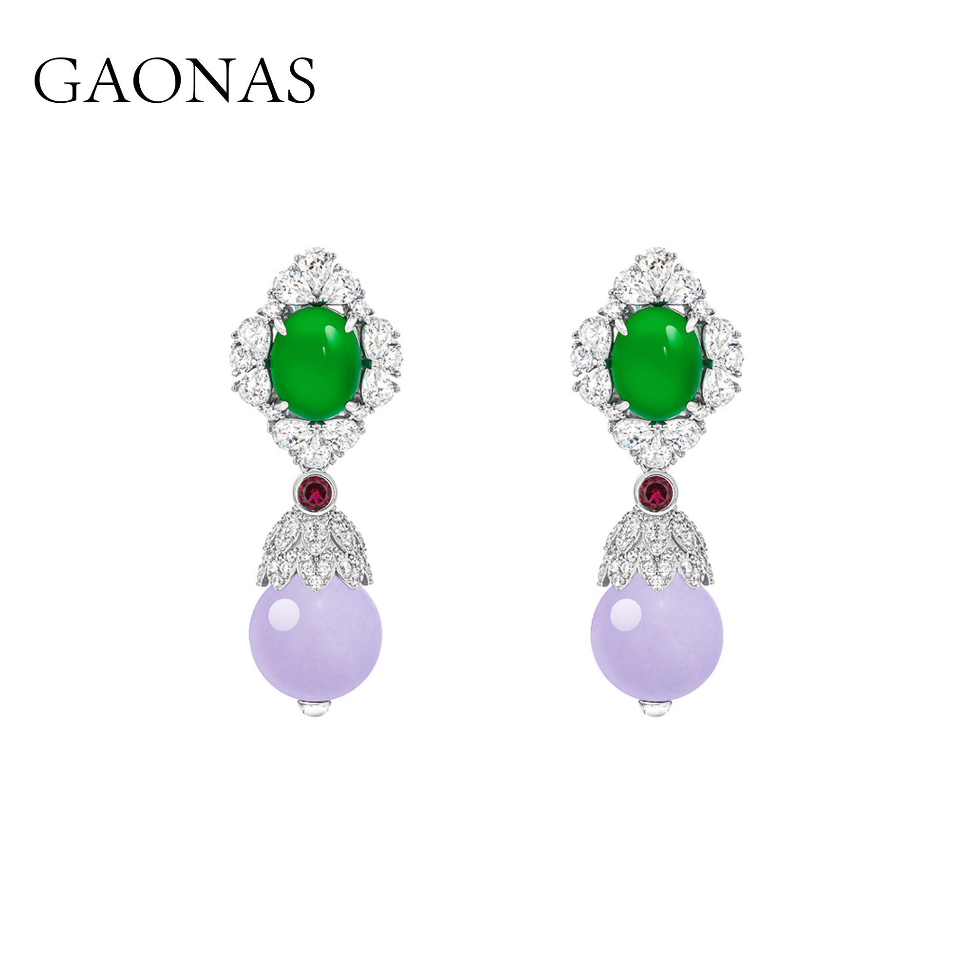 GAONAS  凤钗紫 贵气东方美紫色耳环11621EPR