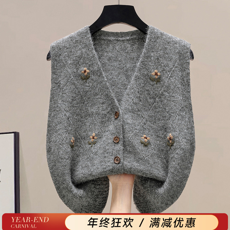 丝柏舍2025绵羊毛冬女装花朵刺绣单排扣马甲叠穿马夹S51P0049J