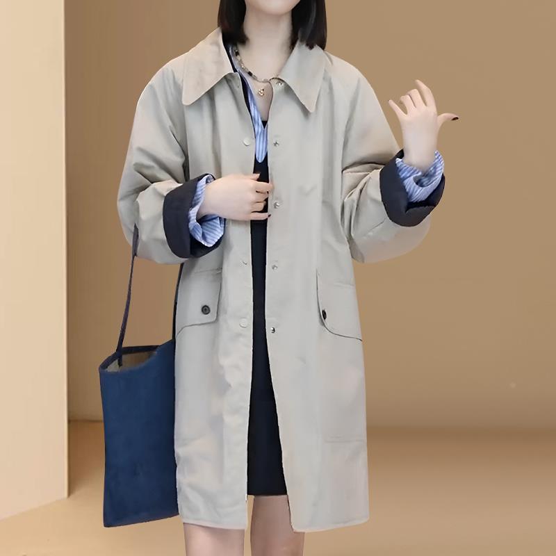 高端欧货春秋新款设计感小众两面穿宽松休闲中长款风衣夹克外套女