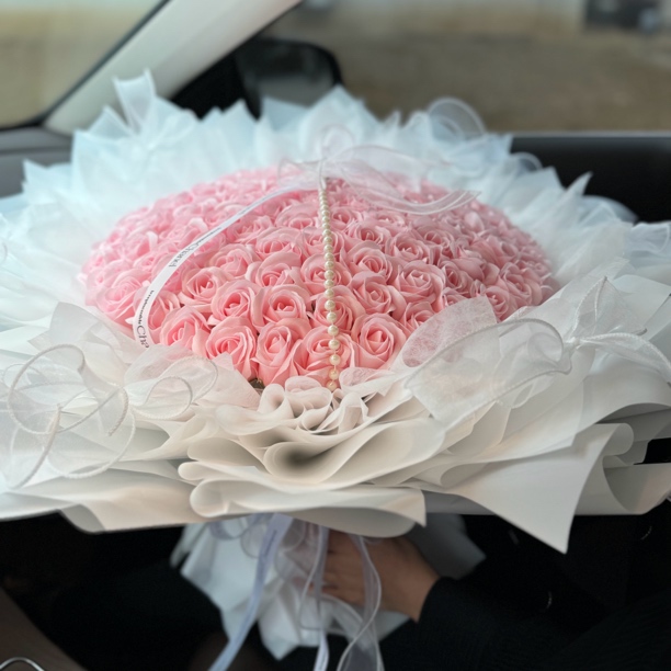 99朵粉玫瑰香皂永生花订婚生日花束送女朋友老婆送老师妈妈大花束