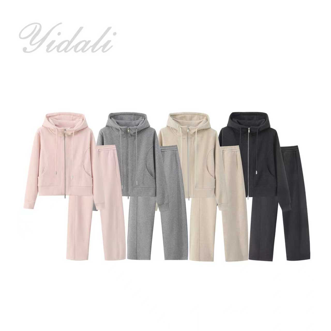 【冬日暖意】冬季糯米绒加绒加厚女士休闲拉链开衫卫衣套装T2555