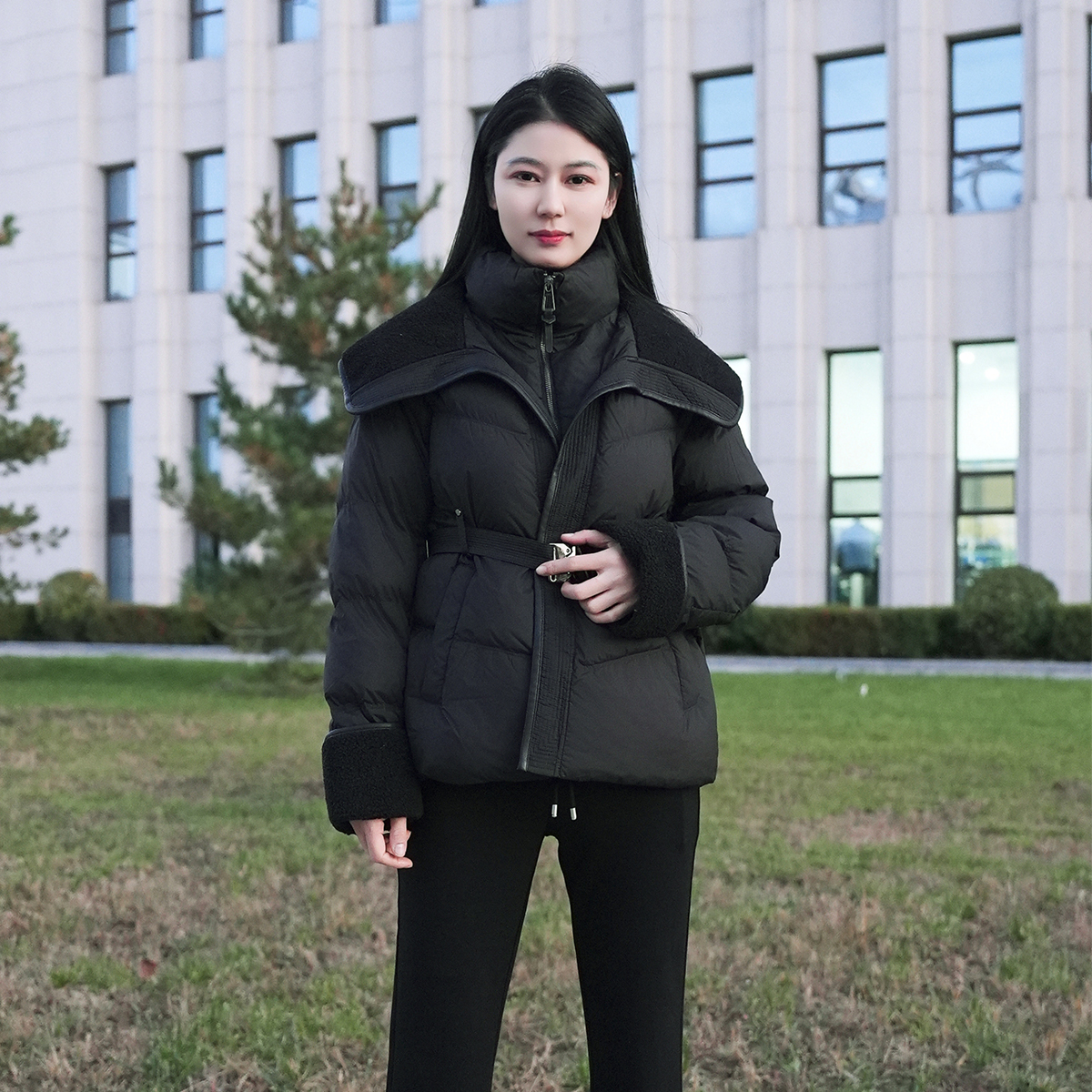 【90白鸭绒】冬季保暖加厚气质女士短款立领减龄羽绒服WHAFI11116