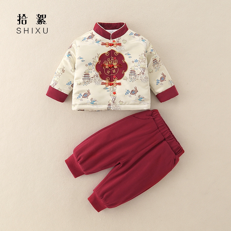 婴儿衣服冬装夹棉汉服套装周岁礼服唐装百天宝宝兄妹装新年拜年服