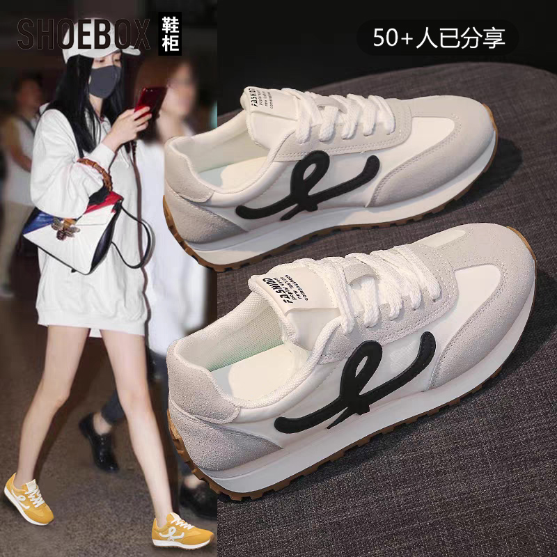 SHOEBOX鞋柜爆款时尚阿甘鞋女2025秋季新款软底运动休闲德训鞋