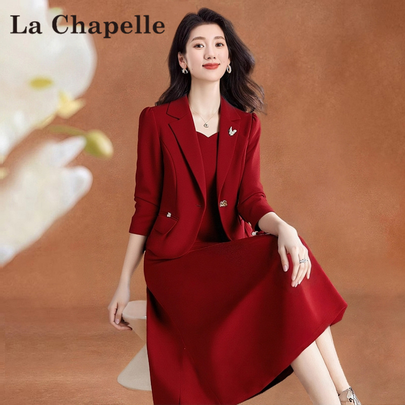 【拉夏】喜婆婆婚宴连衣裙女2025新款爆款妈妈礼服轻奢高级感套装秋