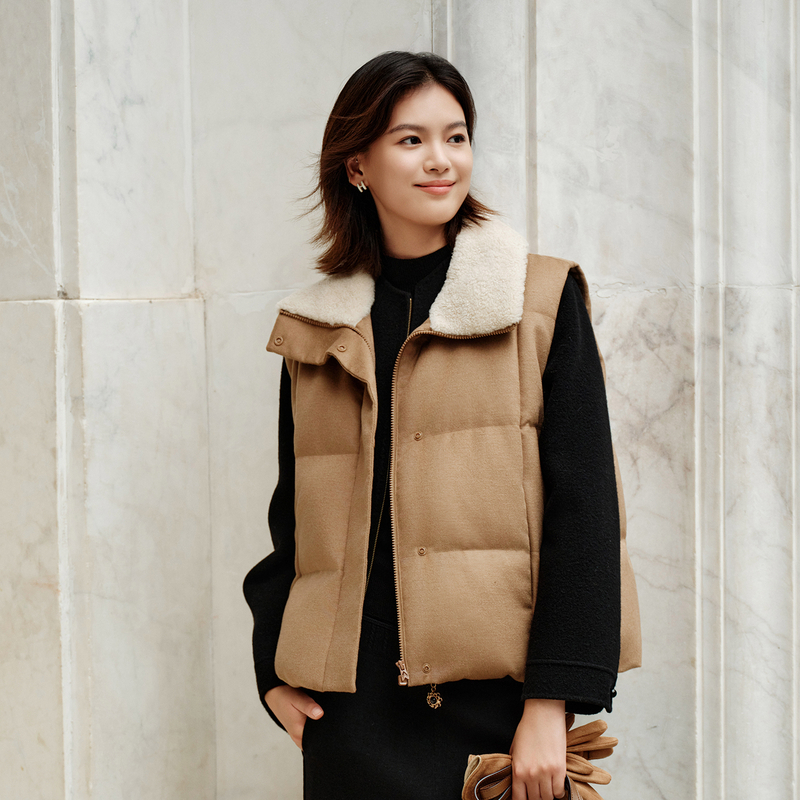 EP雅莹高端系列 时尚廓形立领白鹅绒羽绒马甲 2025秋冬新款Y004A