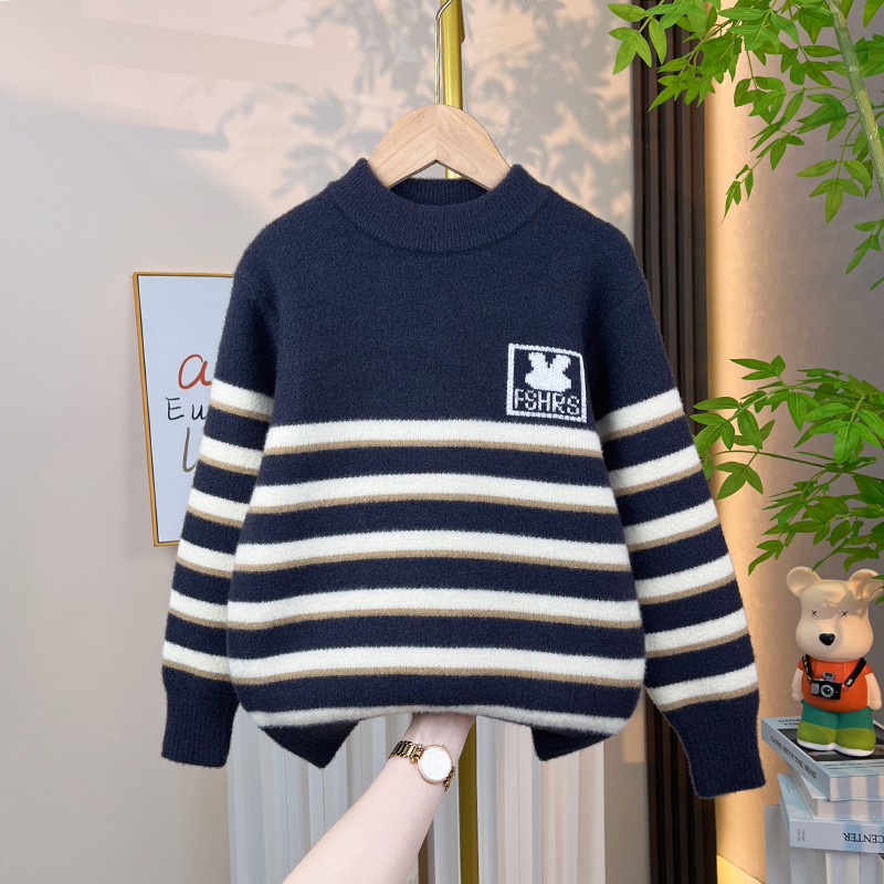 2025男童毛衣套头秋冬款儿童针织衫男孩中大童圆领打底衫韩版洋气