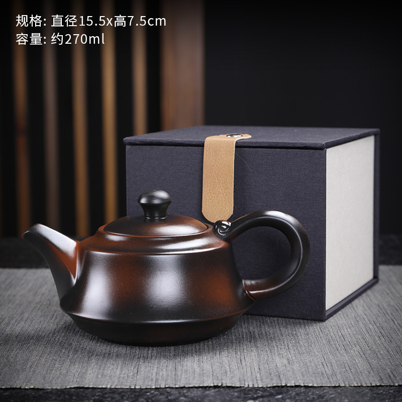 紫陶手工跳刀茶壶陶瓷浮雕单壶功夫茶具家用大容量壶球孔过滤礼盒
