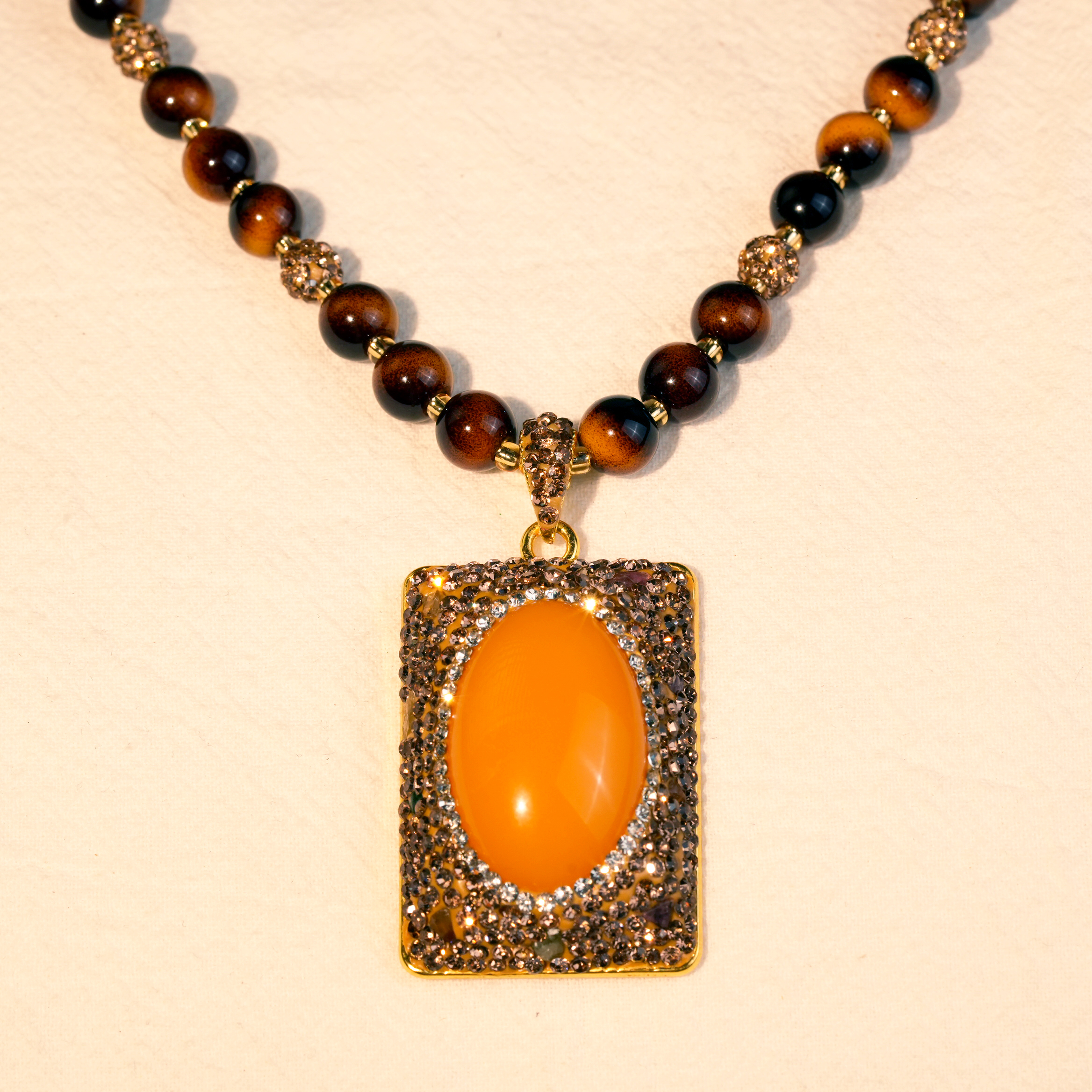 铜合金合成锆石项链 毛衣链小众黄色百搭款项链金色颈饰长款-2291