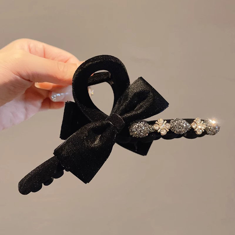 秋冬蝴蝶结发夹女后脑勺大号抓夹高J感头发鲨鱼夹子网红发卡头饰