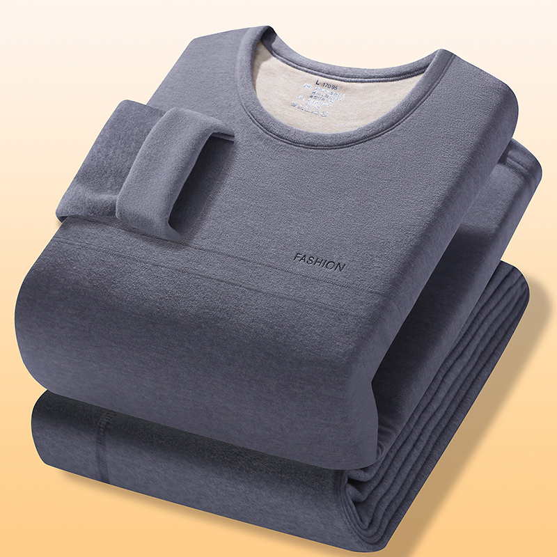 德绒保暖内衣套装男士新款加厚秋冬季肌底衣中年圆领高弹秋衣秋裤