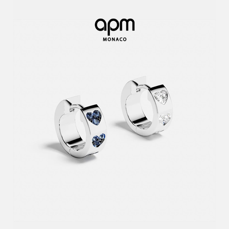 APM Monaco 小巧蓝银爱心浪漫精致明星同款精致小饰品时尚气质