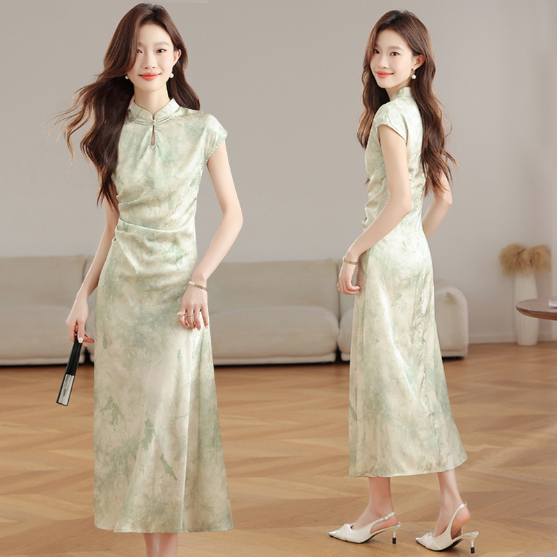 新中式国风改良旗袍套装裙女2025夏季新款复古修身气质中长款裙子