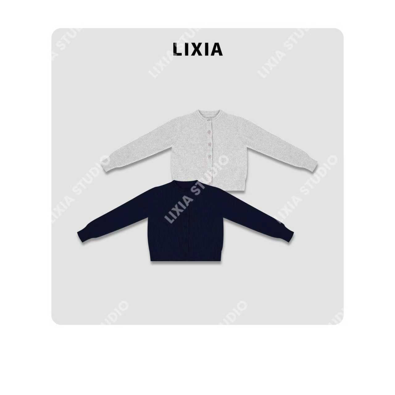 LIXIA【纹理韵感】ins风竖纹氛围感百搭26支7针100%羊毛毛衣-D10566