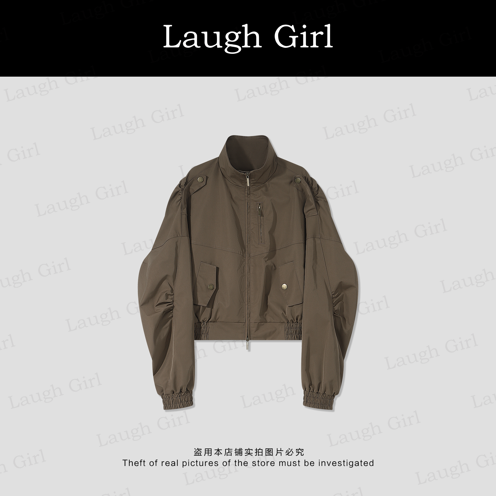 楚楚君 Laugh girl【酷飒潮范】酷飒风高级感立领夹克外套WL53355J