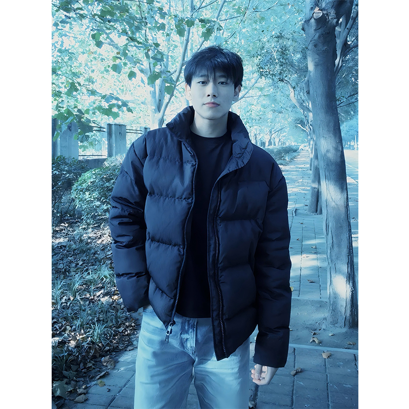 美式cleanfit黑色短款棉服男冬季加厚防寒棉衣外套立领情侣面包服