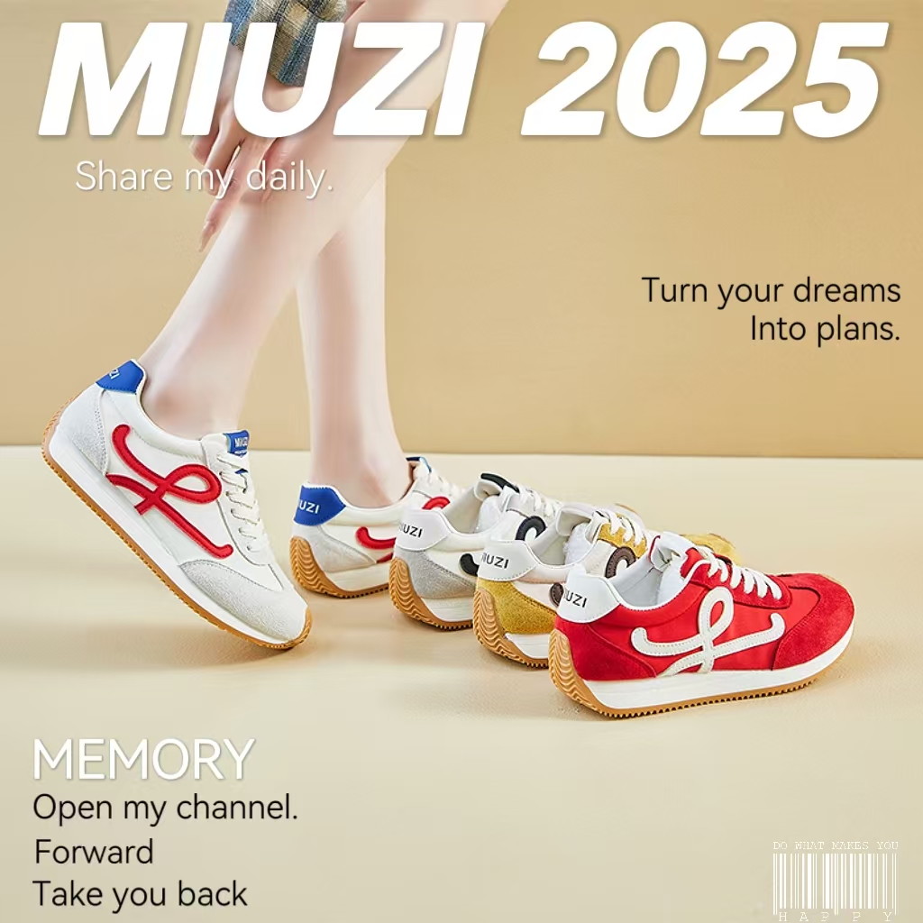 MIUZI谬姿 日系春夏新款多巴胺阿甘鞋女潮跑步运动休闲百搭德训鞋