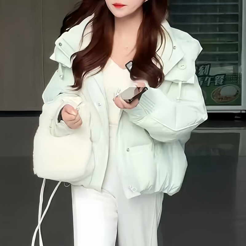 2025冬季新款棉服女韩版连帽小个子棉袄宽松百搭保暖加厚棉衣外套