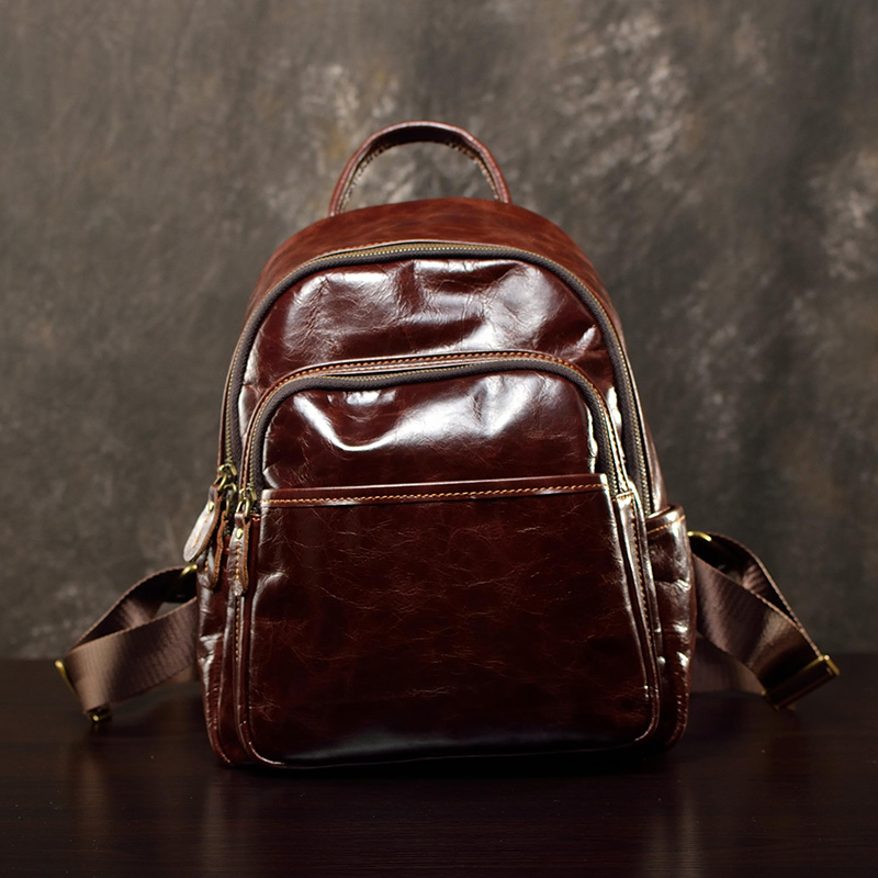 牛皮背包真皮双肩包男士时尚多口袋复古休闲潮流韩版2025年新款