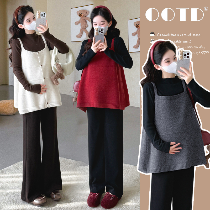 孕妇套装2025新款春秋款时尚洋气宽松秋季上衣搭配裤子套装