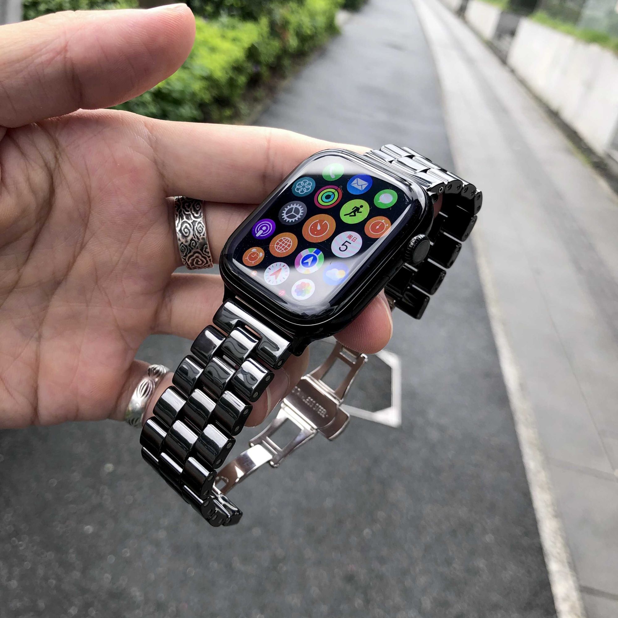 卡客风暴 陶瓷防刮适用苹果iwatch手表表带s11三珠ultra3不掉色10