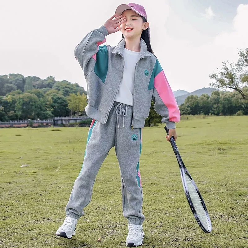 巴拉童年女童套装春秋2025新款儿童洋派网红春款中大童休闲运动两